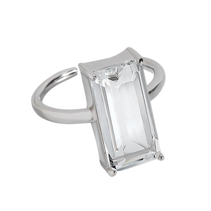 925 Sterling Silver Temperament Bloody Long Zirconium Quality Refer To Ring CZ Big Stone Rings