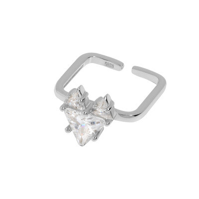 925 Sterling Silver Zirconium Charming Love Square Ring CZ Big Stone Rings