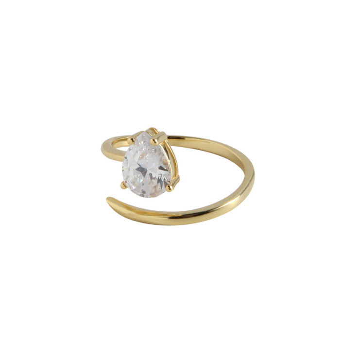 925 Sterling Silver All-Match Temperament Simple Zirconium Refer To Ring CZ Big Stone Rings