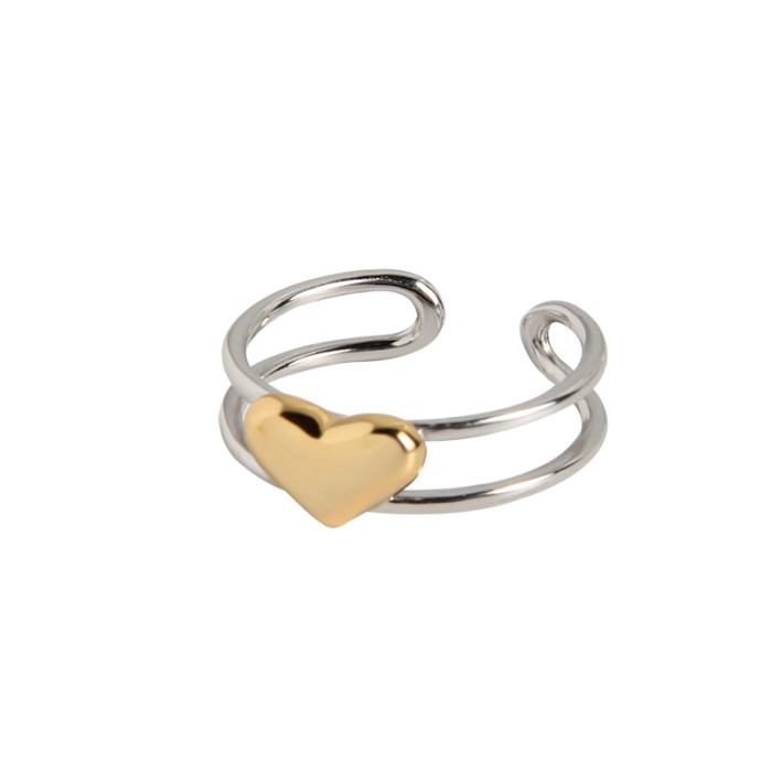 925 Sterling Silver Cold The Wind Is Versatile Quality Love Double Layer Minimalist Rings