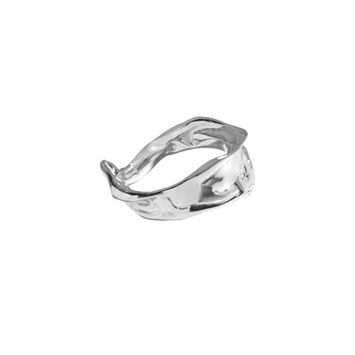 925 Sterling Silver Fold Myrology Stream Quality Refer To Ring Crumpled Rings