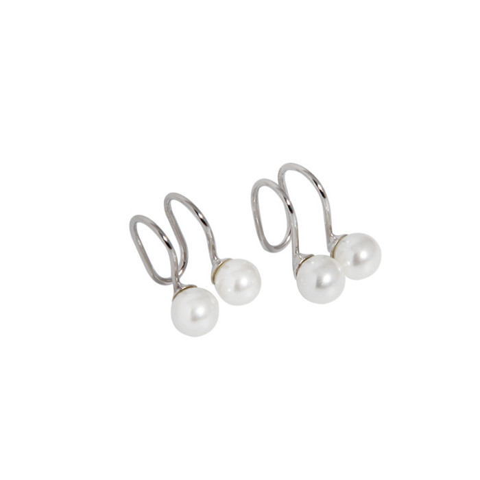 925 Sterling Silver Ear Hole Beads Ear Ear Buckle Ear Ornaments Fresh Water Pearl Clip On Earrings