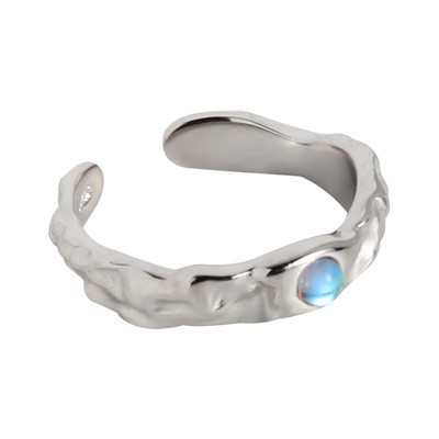 925 Sterling Silver Light Luxury Irregular Moonlight Quality MoonStone Rings