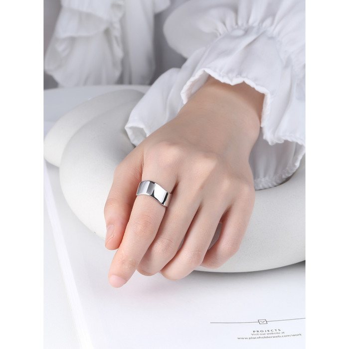 925 Sterling Silver New Geometry Open Your Mouth Female Versatile Refer To Ring Minimalist Adjustable Rings