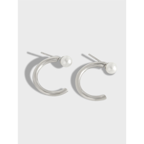 925 Sterling Silver Simple Cold Fresh Water Pearl Stud Earrings