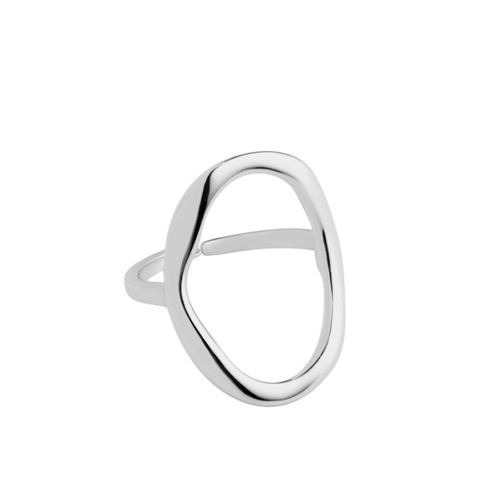 925 Sterling Silver Design Sense Irregular Hollow Out Oval Minimalist Rings