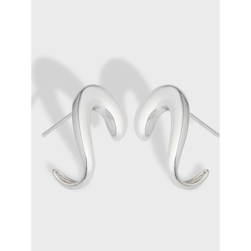 925 Sterling Silver Water Female Versatile Minimalist Stud Earrings