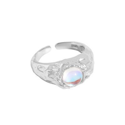 925 Sterling Silver Irregular The Face Is Micro Moonlight Quality MoonStone Rings