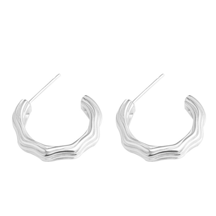 925 Sterling Silver Light Luxury Twist Grain Wave Minimalist Stud Earrings