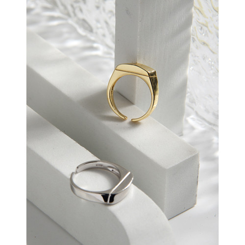 925 Sterling Silver Light Luxury Geometry Arc Line Minimalist Rings
