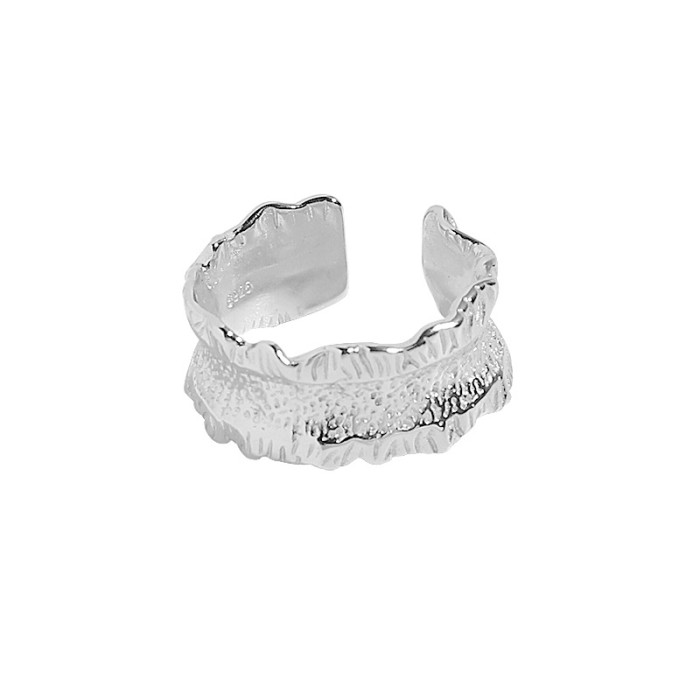 925 Sterling Silver Luxury The Skirt Edge Fold Simple Refer To Ring Crumpled Rings