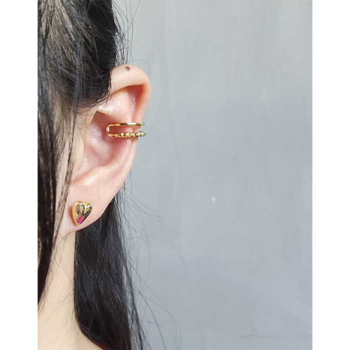 925 Sterling Silver Geometry Personality All-Match Love Ear Ornaments Minimalist Stud Earrings