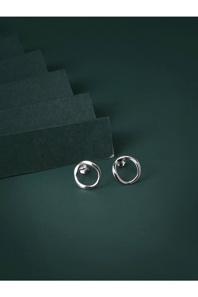 925 Sterling Silver Simple Irregular Circle Temperament All-Match Minimalist Stud Earrings