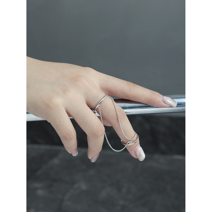 925 Sterling Silver Personality Double Ring Minimalist Rings