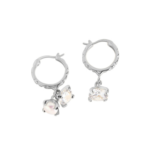 925 Sterling Silver Temperament Zirconium Female Ear Buckle CZ Big Stone Earrings