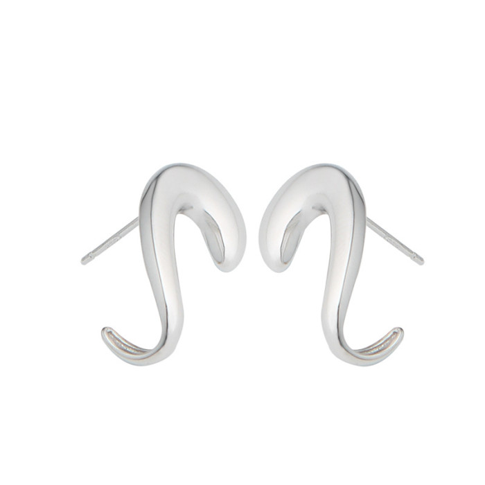 925 Sterling Silver Water Female Versatile Minimalist Stud Earrings