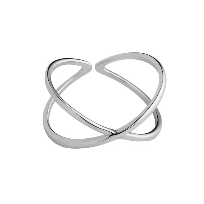 925 Sterling Silver Design Sense Minimal Cross Line Minimalist Rings