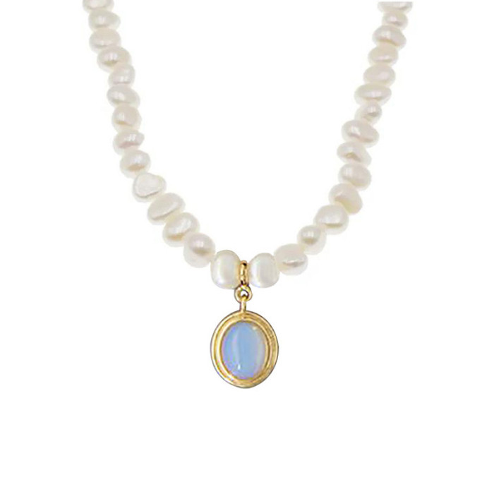 925 Sterling Silver South Korea Natural Barlock Irregular Fresh Water Pearl Necklaces