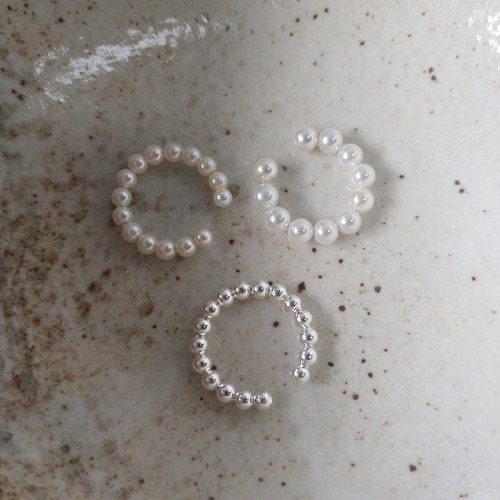 925 Sterling Silver Temperament Beads Circle Ear Hole Female Ear Fresh Water Pearl Clip On Earrings