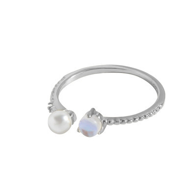 925 Sterling Silver Light Luxury Temperament All-Match Moonlight MoonStone Rings