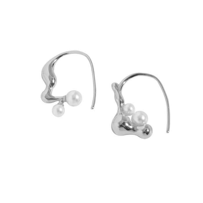 925 Sterling Silver Symmetric Liquid Ear Ornaments Minimalist Earrings