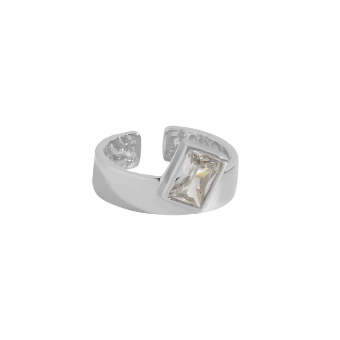 925 Sterling Silver Light Luxury Temperament A Versatile Zirconium CZ Big Stone Rings
