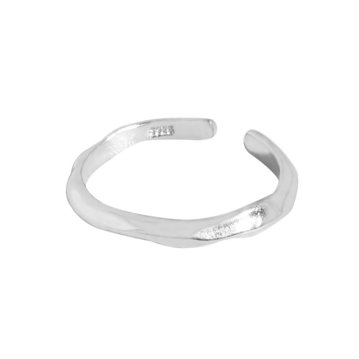 925 Sterling Silver All-Match Fold Geometry Quality Open Your Mouth Minimalist Adjustable Rings