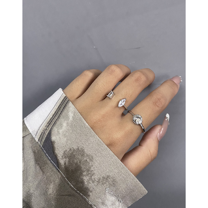 925 Sterling Silver Luxury Micro Zirconium Myrology Quality Open Your Mouth CZ Big Stone Adjustable Rings