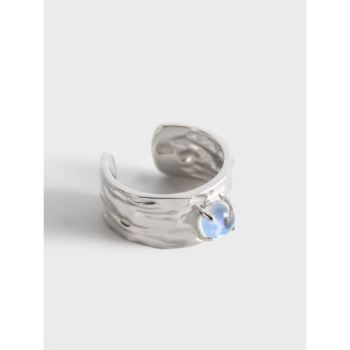 925 Sterling Silver Irregular Texture Moonlight Stone Micro MoonStone Rings