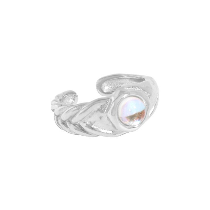 925 Sterling Silver Irregular The Face Is Micro Moonlight Quality MoonStone Clip On Earrings
