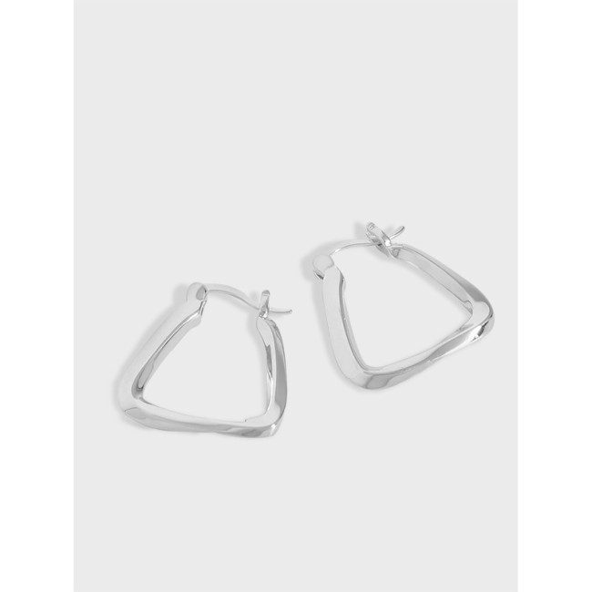 925 Sterling Silver Simple Bv Prism Three-Dimensional Minimalist Stud Earrings