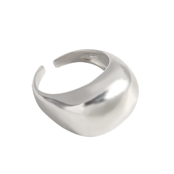 925 Sterling Silver Temperament All-Match Mill Sand Round Arc Refer To Ring Minimalist Rings