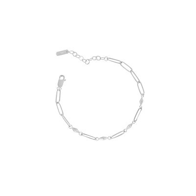 925 Sterling Silver Simple All-Match Geometry Ling Shape Round Arc Minimalist Bracelets