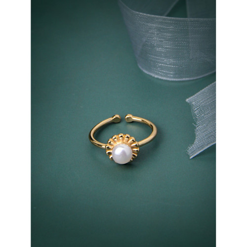 925 Sterling Silver Flower Bud Refer To Ring Fresh Water Pearl Rings