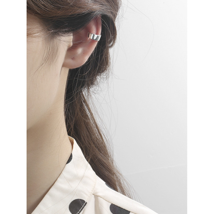 925 Sterling Silver Simple Ear Hole Female Ear Bone Minimalist Cuff Earrings