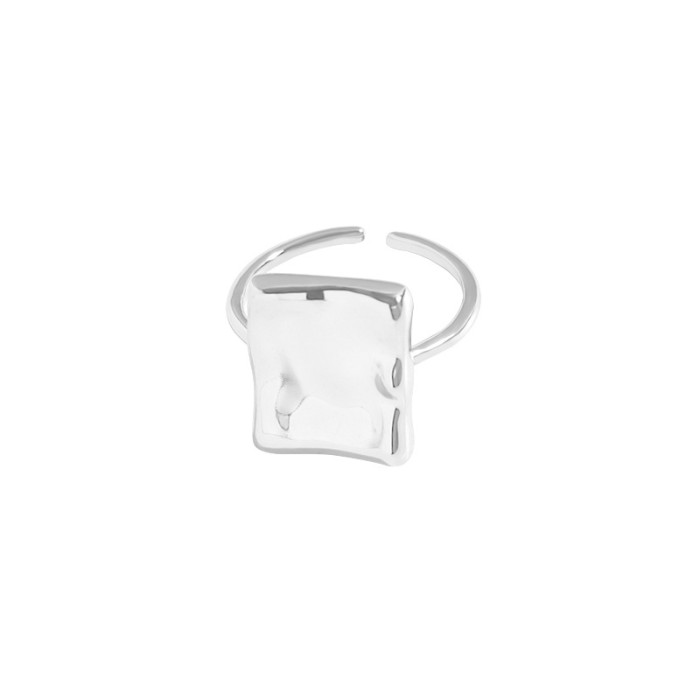 925 Sterling Silver Simple Geometry Square Irregular Refer To Ring Minimalist Rings