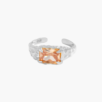 925 Sterling Silver Simple Fold Myrology Tea Color Open Your Mouth Crumpled with Gemstone Adjustable Rings