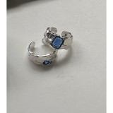 925 Sterling Silver Glass Stone Special Shaped Vintage Band Ring