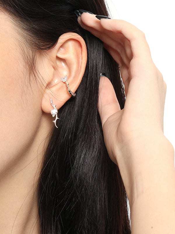 925 Sterling Silver Cubic Zirconia Heart Minimalist Single Earring