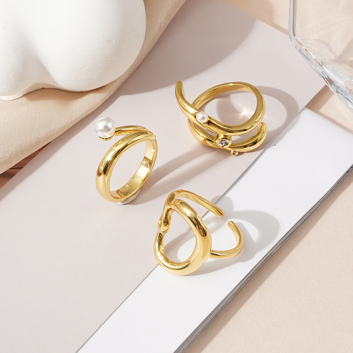 Ring Women Cool Style Personalized Geometric Women Ring 18K Gold Plated Light Luxury Niche Design Index Finger Ring