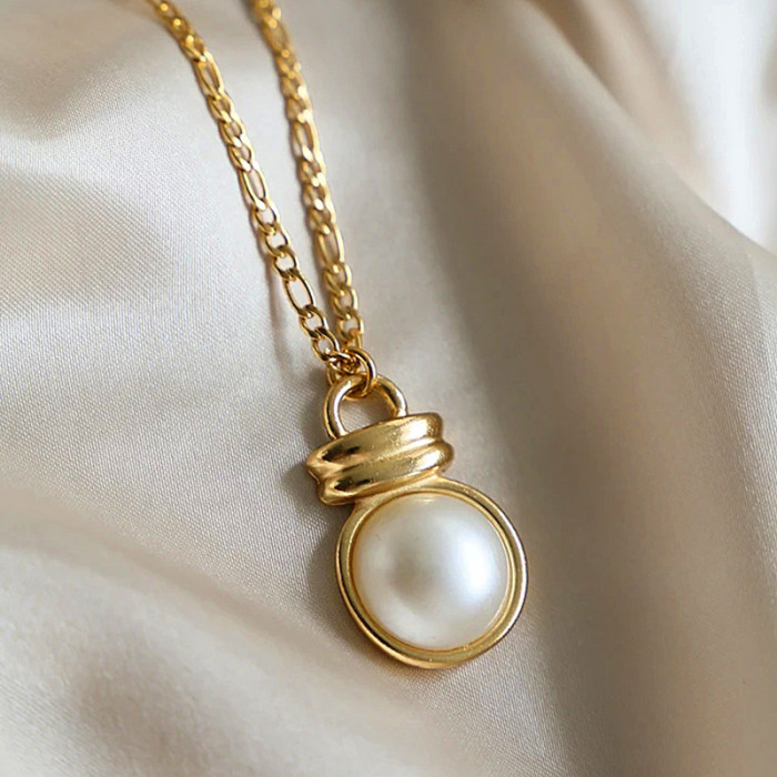 Pearl Necklace Women Exaggeration Circle Light Bulb Retro Simple Modeling Clavicle Chain Personality Twist Piece Chain
