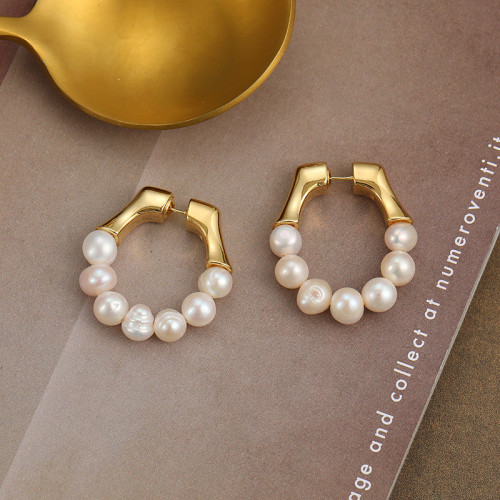 Natural Pearl Earrings Women'S Light Luxury Fashion Earrings Rings French Style Versatile Earrings
