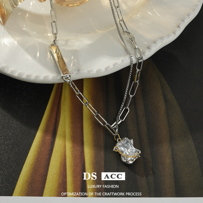 Necklace Women Simple Fashion Personalized Zircon Inlaid Niche Design Light Luxury Versatile Clavicle Chain