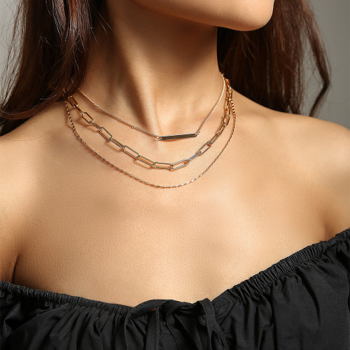 Necklace Jewelry Cool Wind Niche Design Lattice Chain Multilayer Fashion Necklace Women