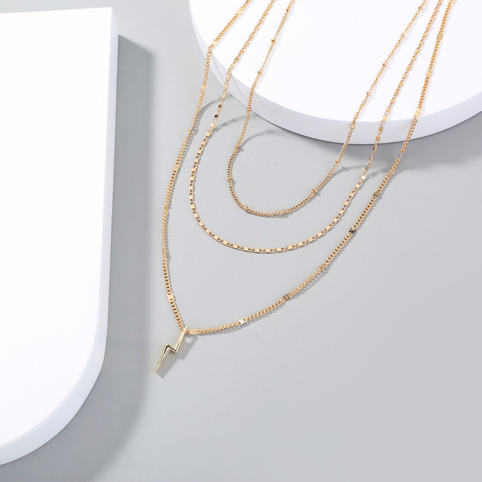 Multilayer Necklace Cool Wind Clavicle Chain Simple Niche Design Lightning Necklace Women