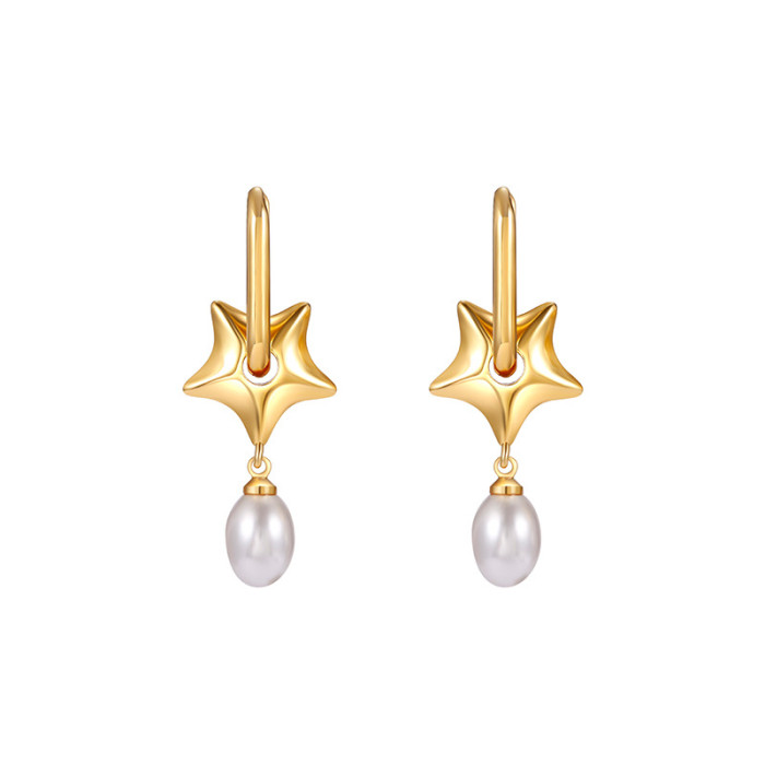 Pearl Earrings Women'S Fashion Earrings 18K Gold Plated Personalized Popular Versatile Light Luxury Earrings