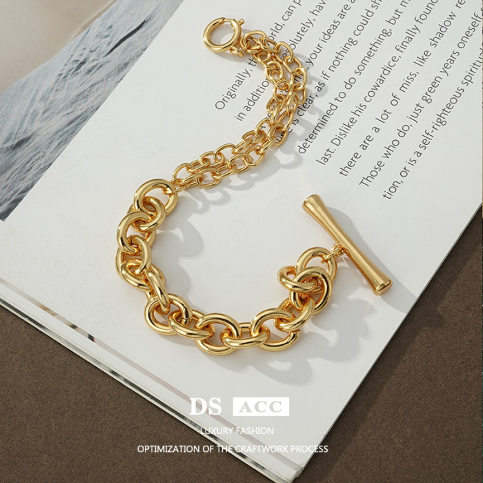 Bracelet Women'S 18K Gold-Plated Lap Buckle Chain Light Luxury Style Flow Versatile Fashion Niche Design Jewelry