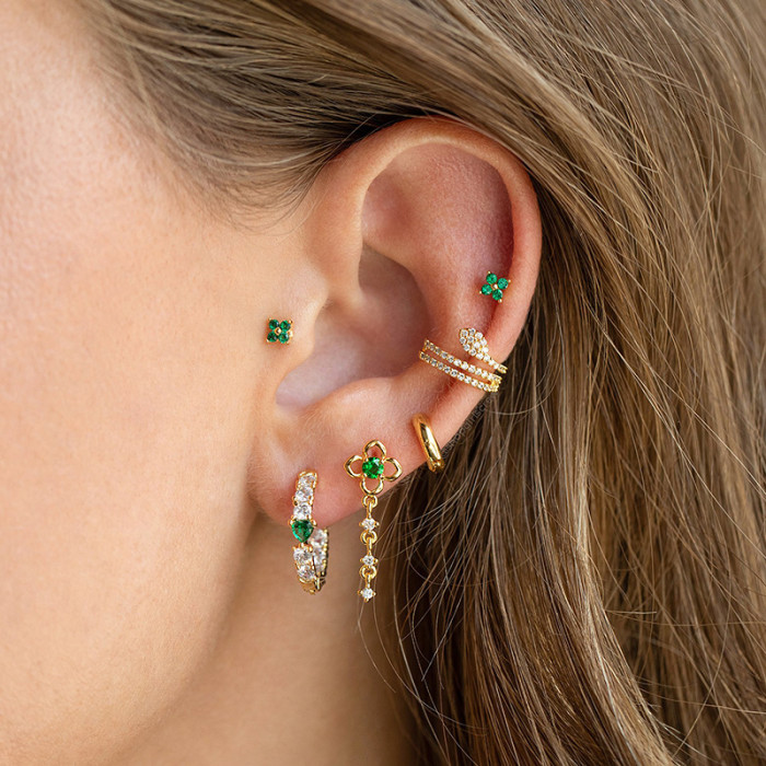 Flower Earrings Women Niche Design Fashion Versatile Earrings Style Personality Light Luxury Earrings
