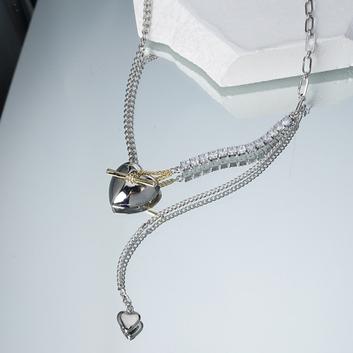 Love Necklace Women'S Fashion Versatile Personalized Accessories Niche Design Silver Collarbone Chain