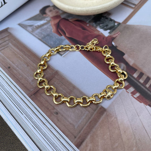 Bracelet Women Niche Design Fashion Thick Chain Splicing Cold Wind Clavicle Chain Personality Copper Plated Gold Necklace Man